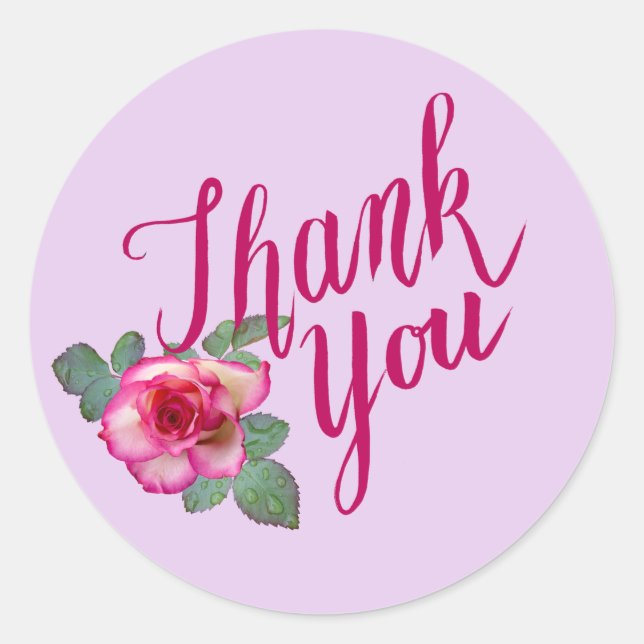 Thank You Rose Love Romantic Classic Round Sticker (Front)