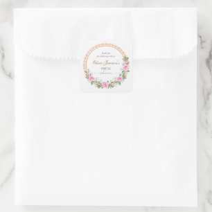 Thank You Roses & Baby’s Breath Bridal Wreath Square Sticker