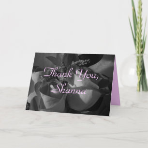 "Thank You _____" Roses In Black and White Thank You Card
