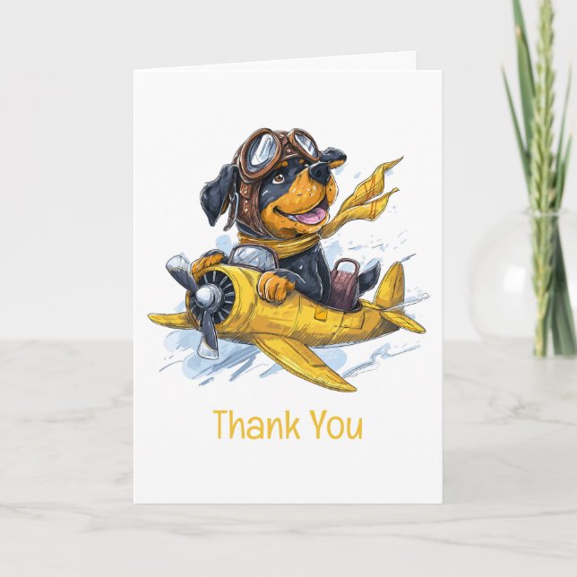 Thank You Rottweiler Dog Pilot Aeroplane (Front)