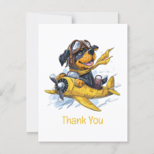 Thank You Rottweiler Dog Pilot Aeroplane Postcard