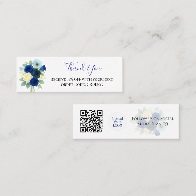 Thank You Royal Blue Rose Discount Code QR Insert  (Front/Back)