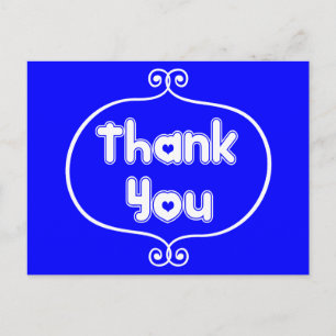 Thank You Royal Blue & White Hearts Wedding, Love Postcard