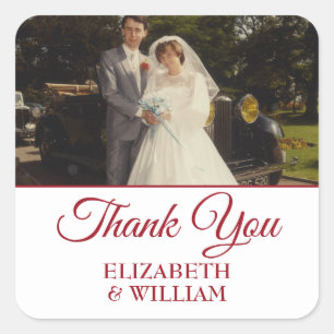 Thank You Ruby Script Wedding Anniversary Photo Square Sticker