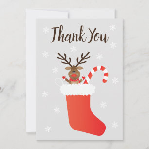Thank You Rudolph Red Nosed Reindeer Stocking Card