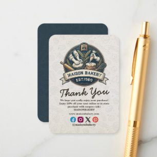 Thank You Rustic Bakery Store Pastry Dessert Sweet Enclosure Card