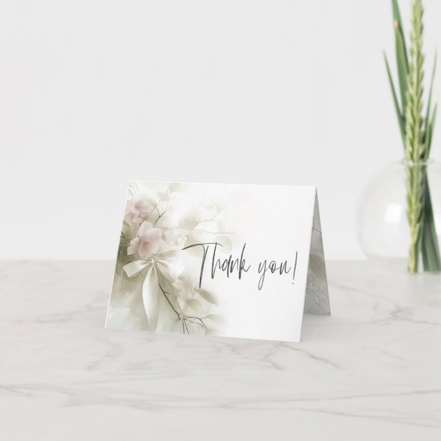 THANK YOU  Rustic Blush Pink Peach Blossoms Card (Front)