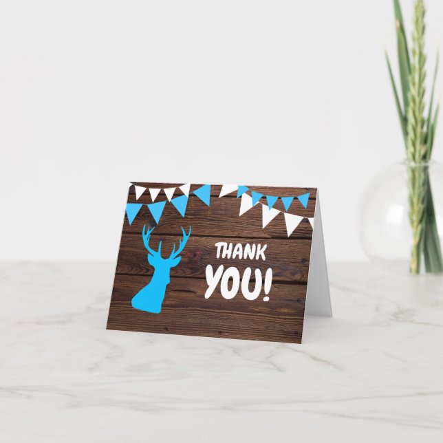 THANK YOU Rustic Buck Deer Baby Shower Boy | PHOTO (Front)