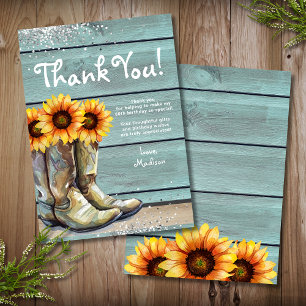 Thank You Rustic Country Western Sunflower Boots