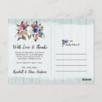 Thank You Rustic Floral Cow Skull Boho Chic Photo