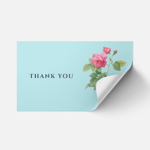 Thank You Rustic Floral Pastel Blue Rectangular Sticker