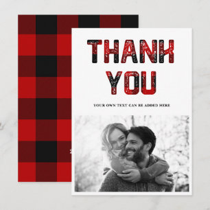 Thank You Rustic Red Plaid Photo Card