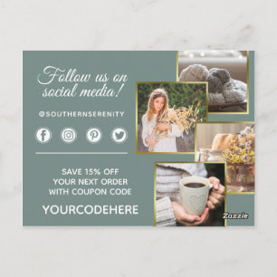 Thank You Rustic Southern Cotton 4-Photo Postcard