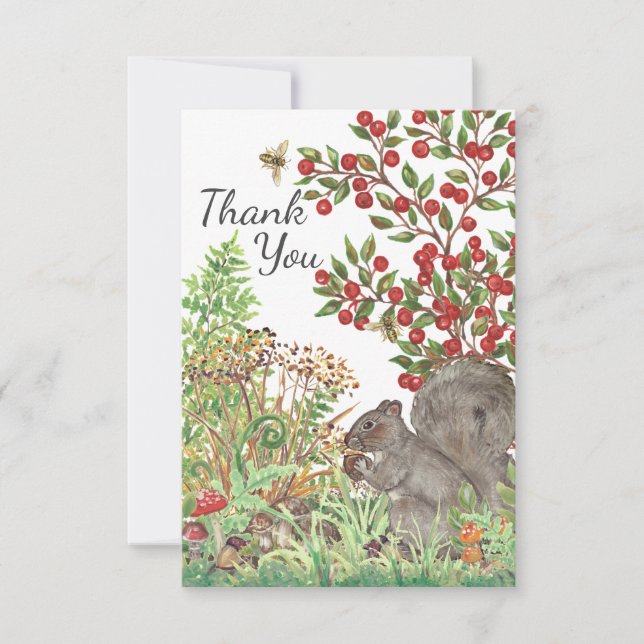 Thank You Rustic Squirrel Nature Woodland Animal Card (Front)