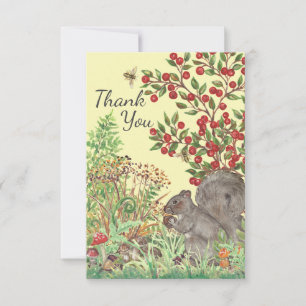 Thank You Rustic Squirrel Nature Woods Yellow Fall Card