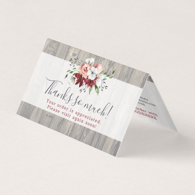 Thank You Rustic Wood Southern Country Cotton Card (Front)