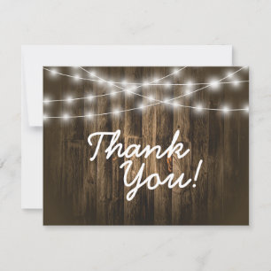 Thank You Rustic Wood String Lights Note Card