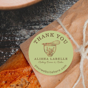 Thank You Rustic Woodgrain Bakery Stand Mixer Classic Round Sticker