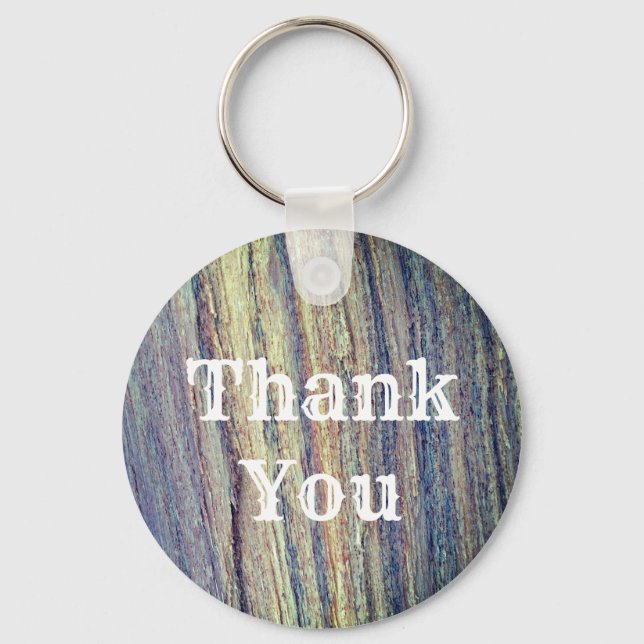 Thank You Rustic Woodgrain Brown Appreciation Key Ring (Front)