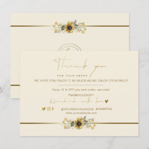 Thank You Rustic Yellow Sunflower Gold Logo