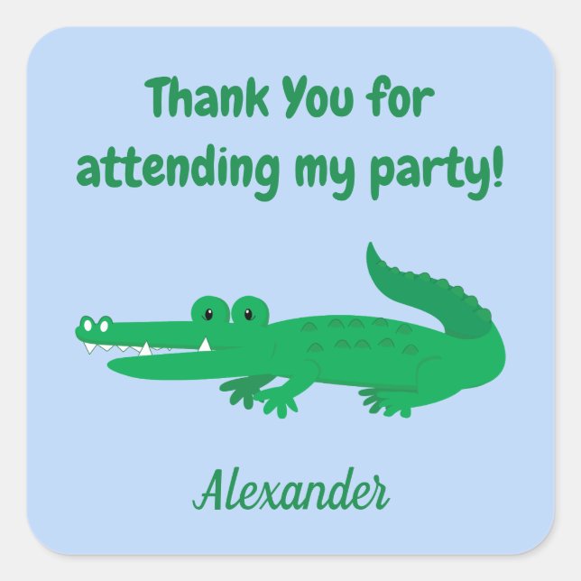 Thank You Safari Alligator Square Sticker (Front)