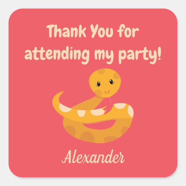 Thank You Safari Snake Square Sticker (Front)