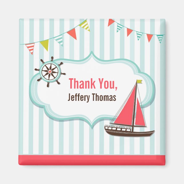 Thank You Sailing Boat Birthday Magnet (Front)