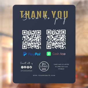 Thank you Scan to Pay Logo QR Code Payment Navy Window Cling