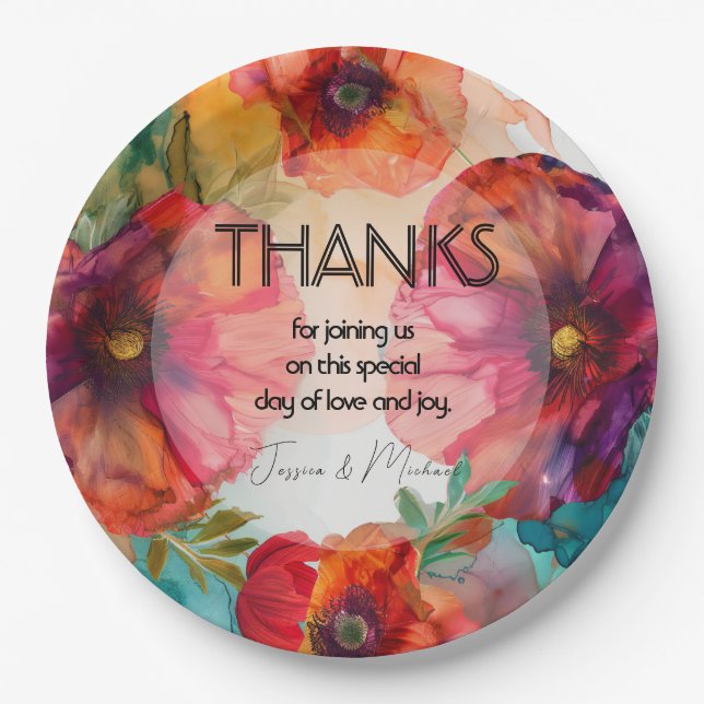 Thank you Scarlet Petal Elegance  Paper Plate (Front)