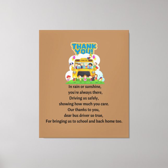 Thank You, School Bus Driver.  Canvas Print (Front)