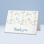 Thank you science card with laboratory items<br><div class="desc">Thank you greeting cards with a pattern of laboratory equipment in blue and yellow colours. You can personalise the text with your own information. Click on customise further to change the font, its size or colour. More products with this pattern can be found in my store. Designed by Patricia Alvarez....</div>