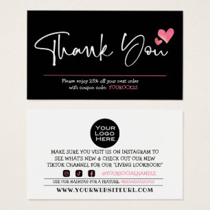 Thank You Scipt & Hearts Customer Discount Card