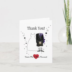 Thank You Scottish Bride & Groom purple Card