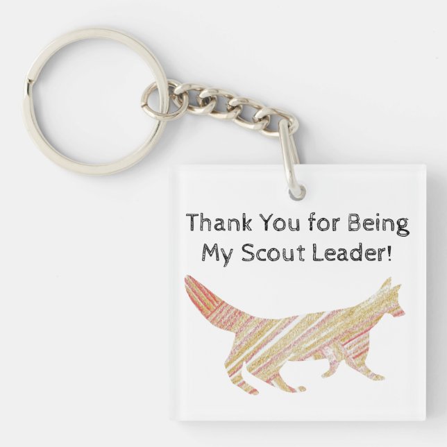 Thank You Scout Leader Scouts Artistic Fox Key Ring (Front)