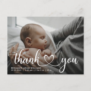 Thank You Script Baby Birth Announcement Postcard