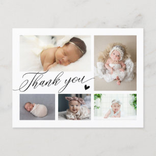Thank You Script Baby Birth Announcement Postcard