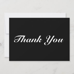 Thank You, script black white elegant note card