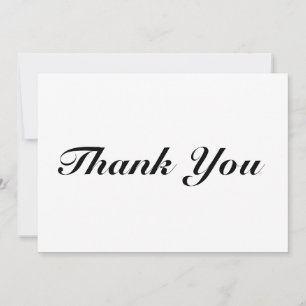 Thank You, script black white elegant note card