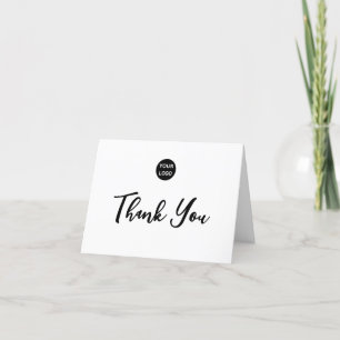 Thank You Script Black White Your Business Logo Card