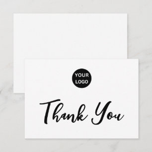 Thank You Script Blank on Back Business Logo White Card