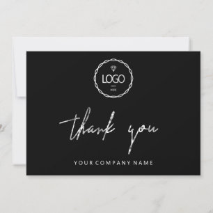 Thank You Script Business  Insert Card Logo Black