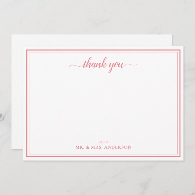 Thank You Script Calligraphy Wedding  Card (Front/Back)