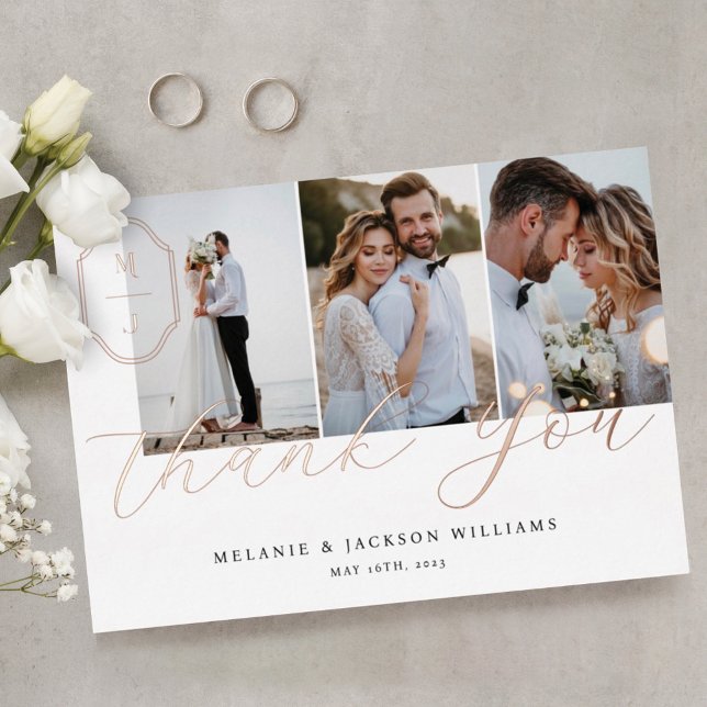 Thank You Script Custom Monogram Wedding 3 Photo (Creator Uploaded)