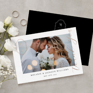 Thank You Script Custom Monogram Wedding Photo