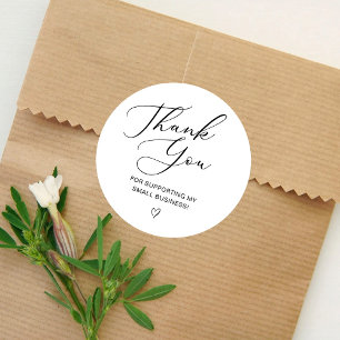 Thank You Script Elegant Heart Small Business Classic Round Sticker