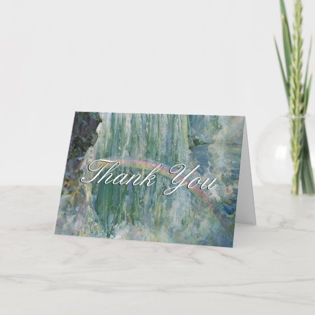 Thank You Script Fall Rainbow Greeting Card (Front)