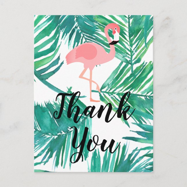 thank you script flamingo and palms postcard (Front)