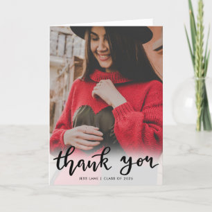 Thank You Script Handwritten Graduate Photo Card