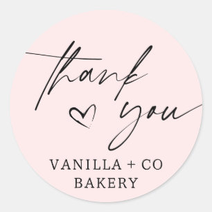 Thank You Script Heart Baked Goods Bakery Business Classic Round Sticker