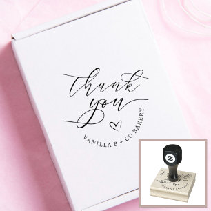 Thank You Script Heart Baked Goods Bakery Business Rubber Stamp